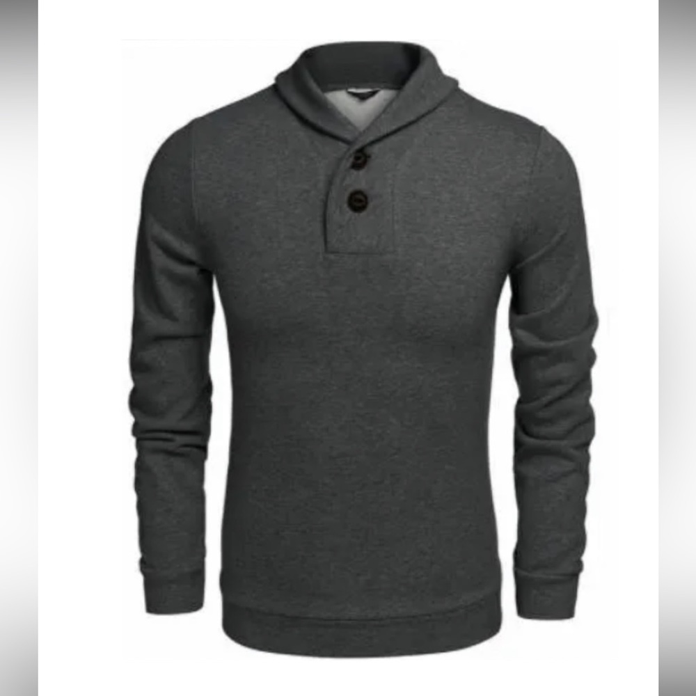 COOFANDY Mens Fashion Shawl Collar Pullover Casual Long Sleeve Knitted Sweater